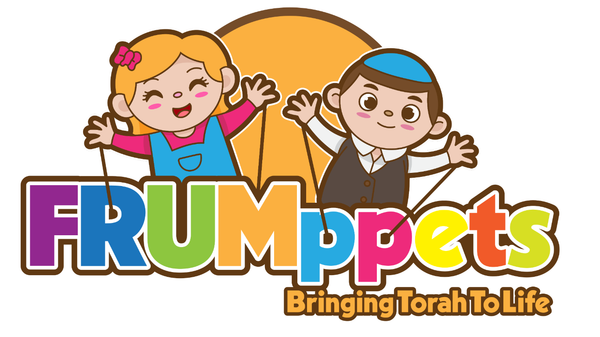 Logo of Frumppets with two puppet children and colorful text.